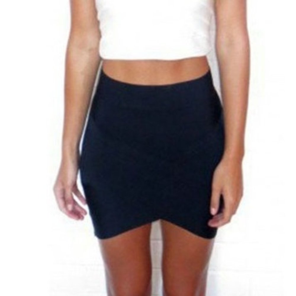 Synthetic Fiber Wrap Mini Fitted Skirt